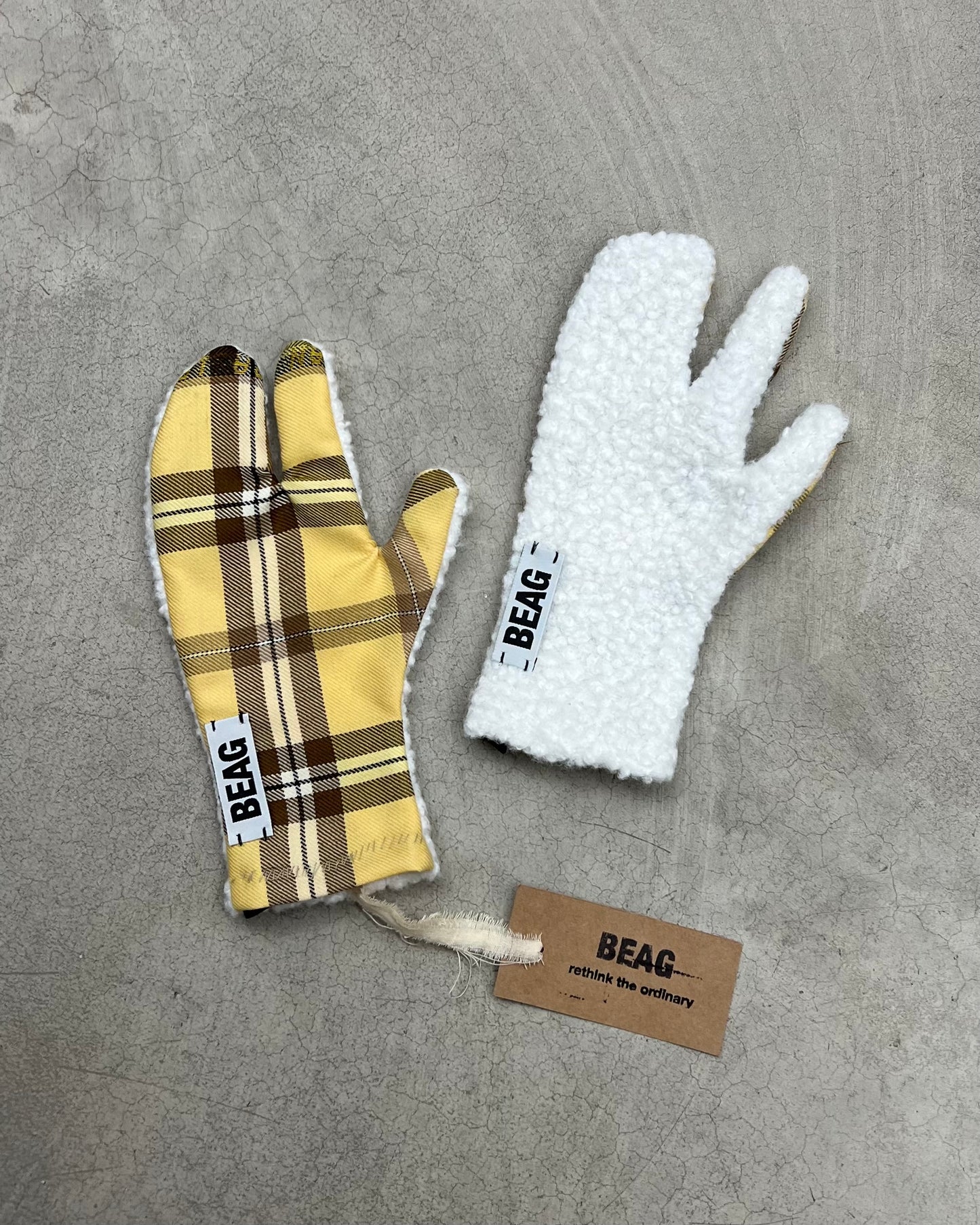 Guantes Tabi - tartán y borreguillo