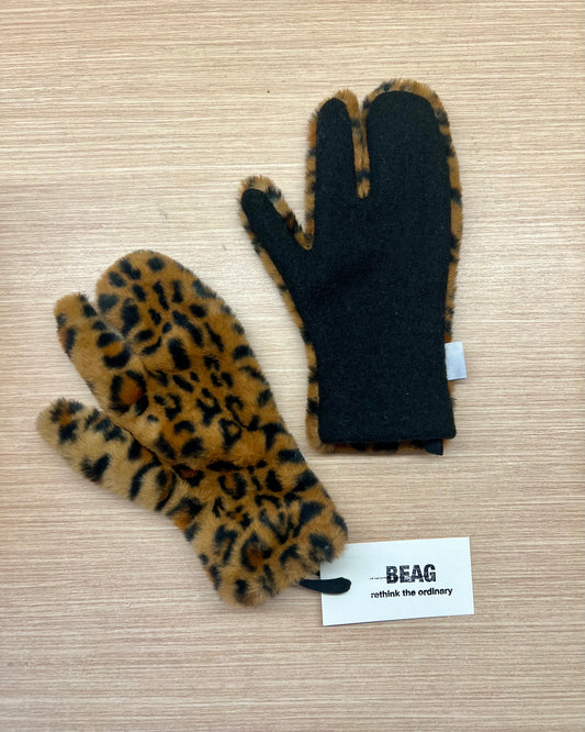 Guantes Tabi - leopardo y lana
